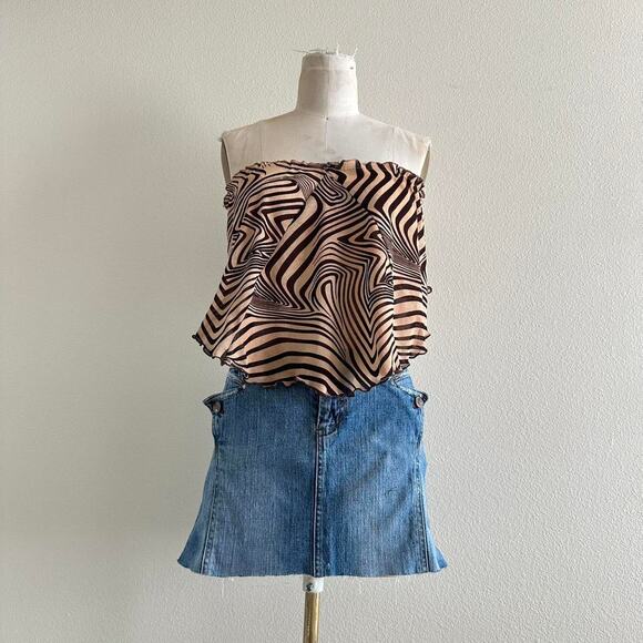 handmade tan and brown retro abstract mesh bandeau - Picture 1 of 7